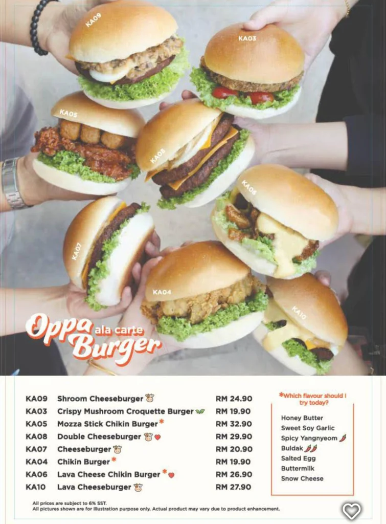 burger at Mykori Menu malaysia
