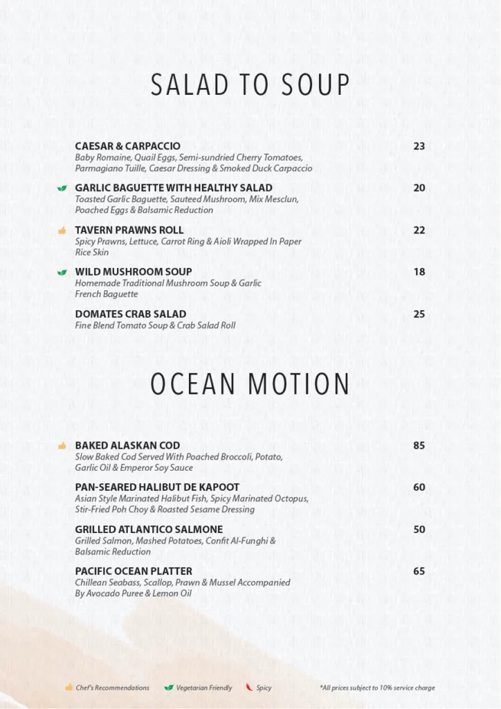 salad menu and soup menu at Novae Future Tavern