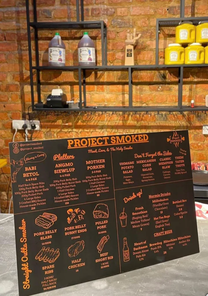 Project Smoked Menu prices