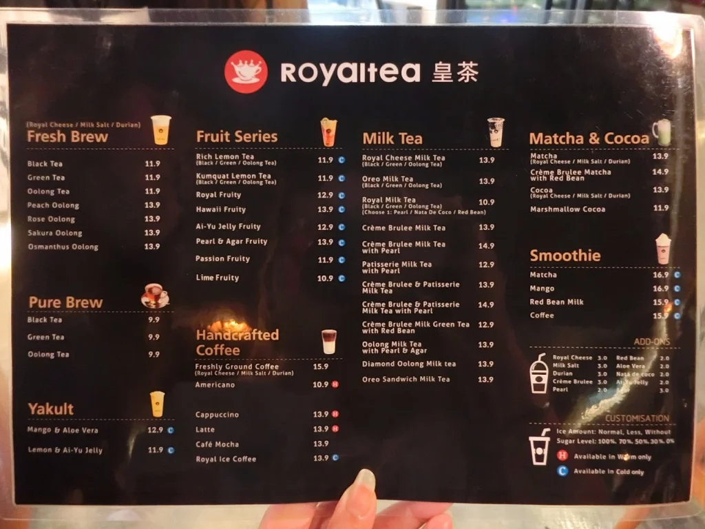 Royaltea Menu Prices