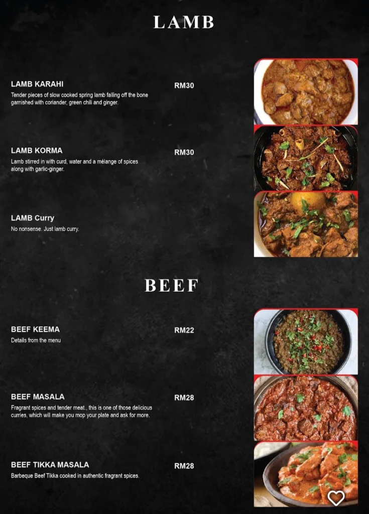 lamb and beef at Spicy Bites Menu