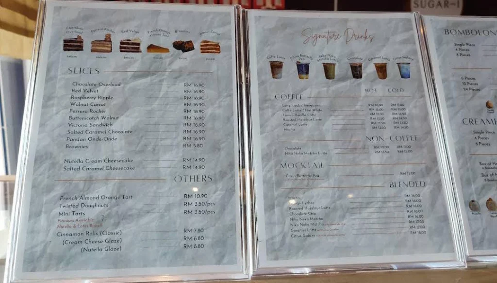 drinks Sugar and I Menu