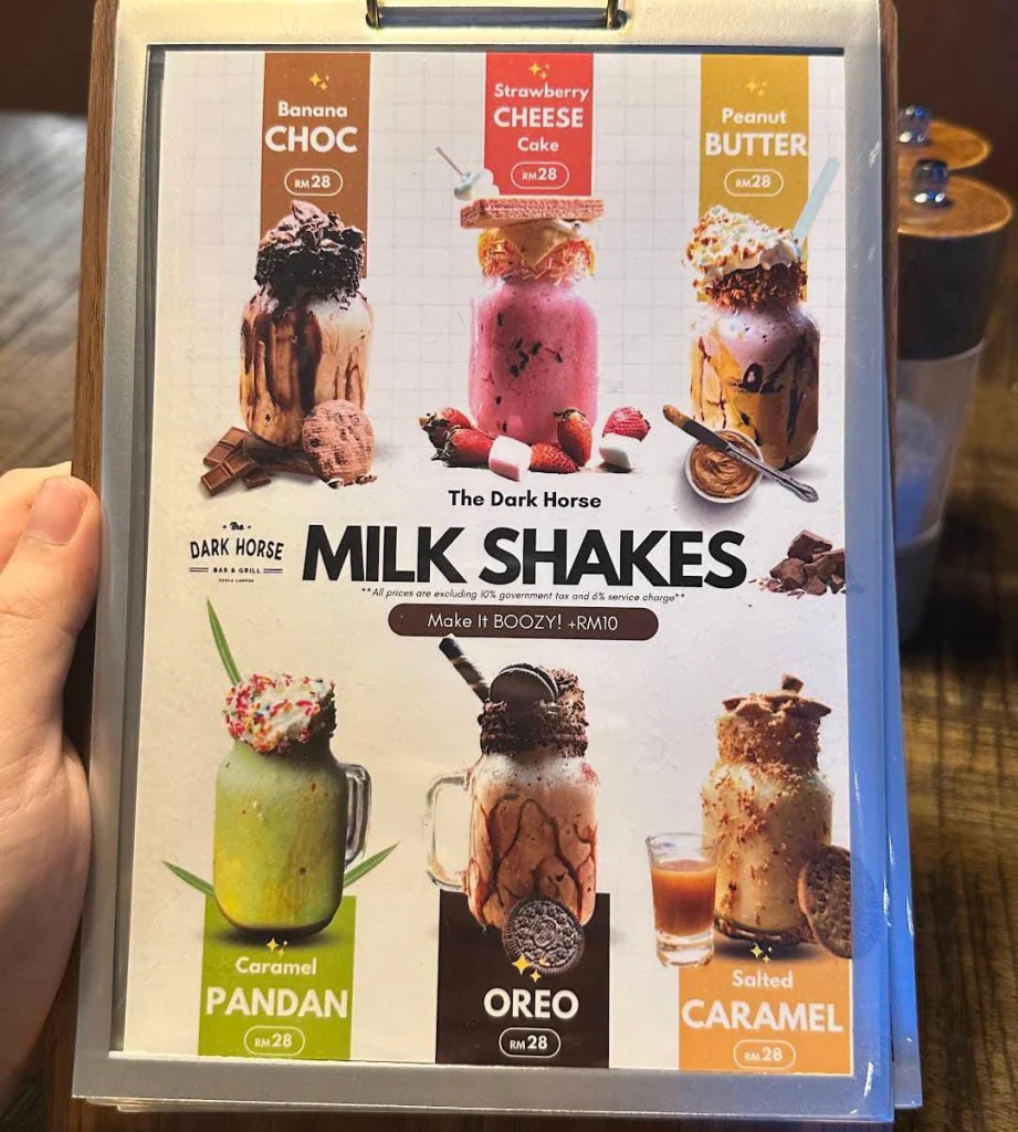 milkshake at The Dark Horse Menu