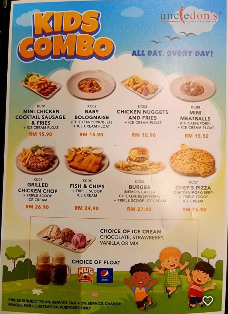 kids combo at Marble 8 Menu