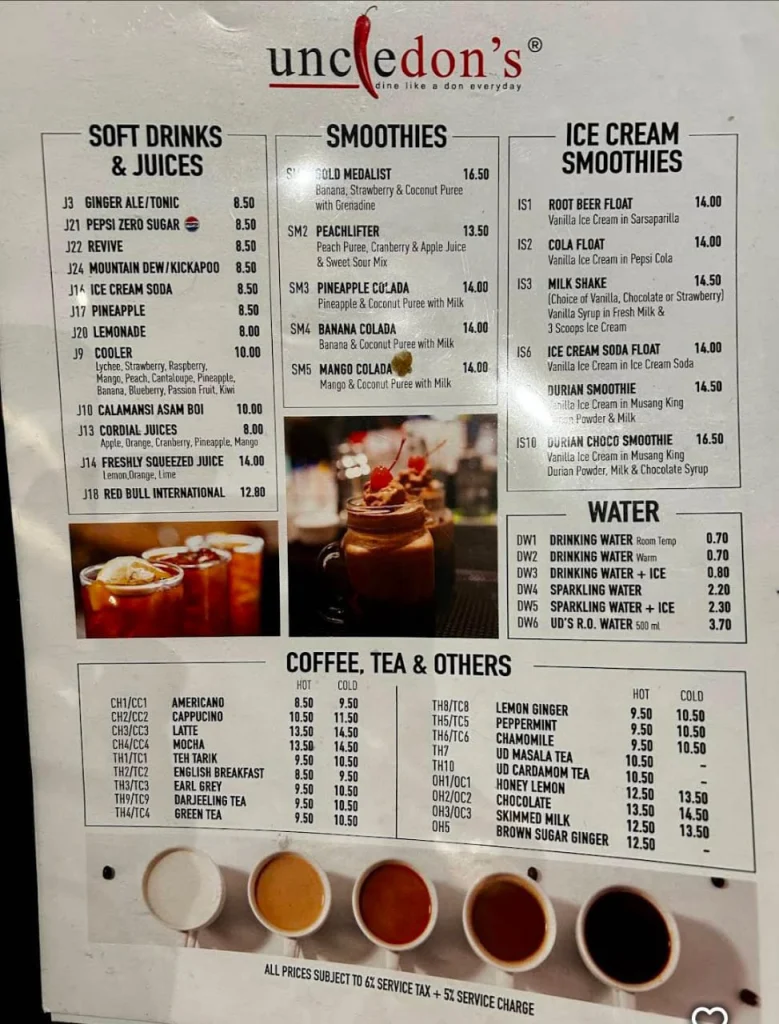 Marble 8 smoothies Menu