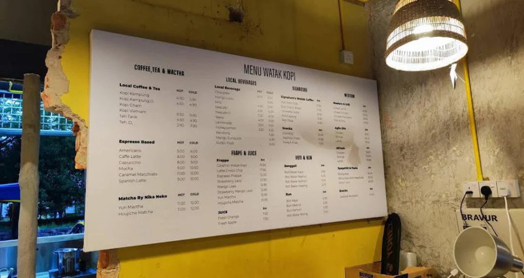 Watak Kopi Menu prices