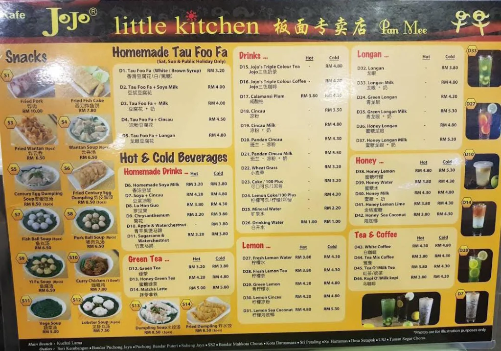 Jojo Little Kitchen snacks Menu