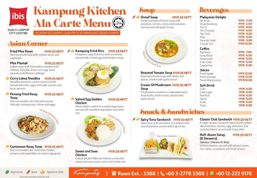 ASIAN CORNER AT Kampung Kitchen Menu Malaysia