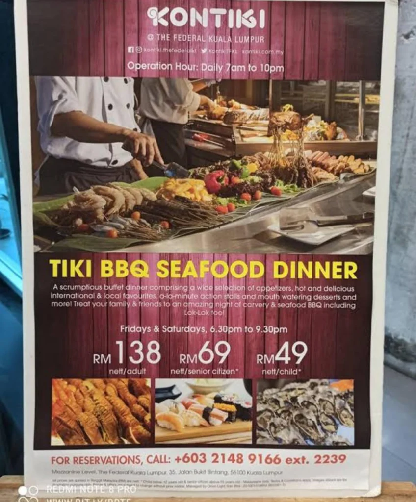 Kontiki Menu prices Malaysia