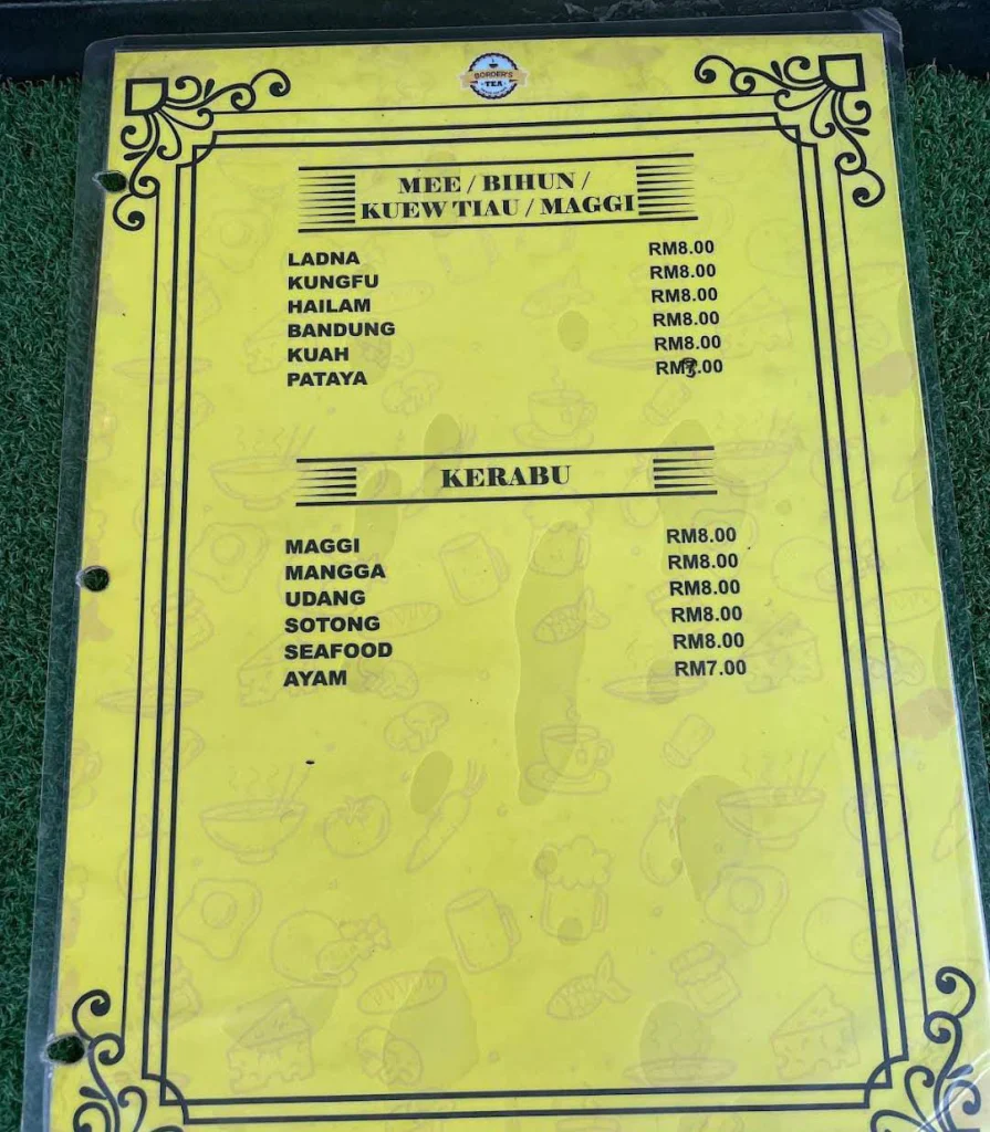 menu Border’s Tea