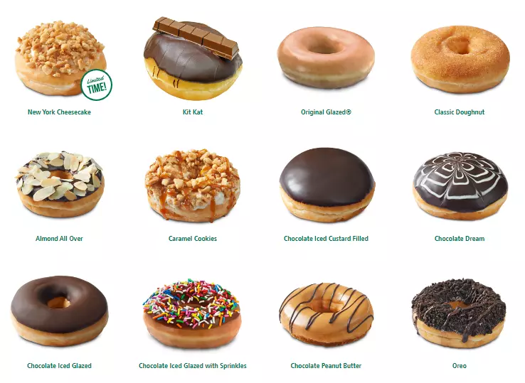 Menu Krispy Kreme  items