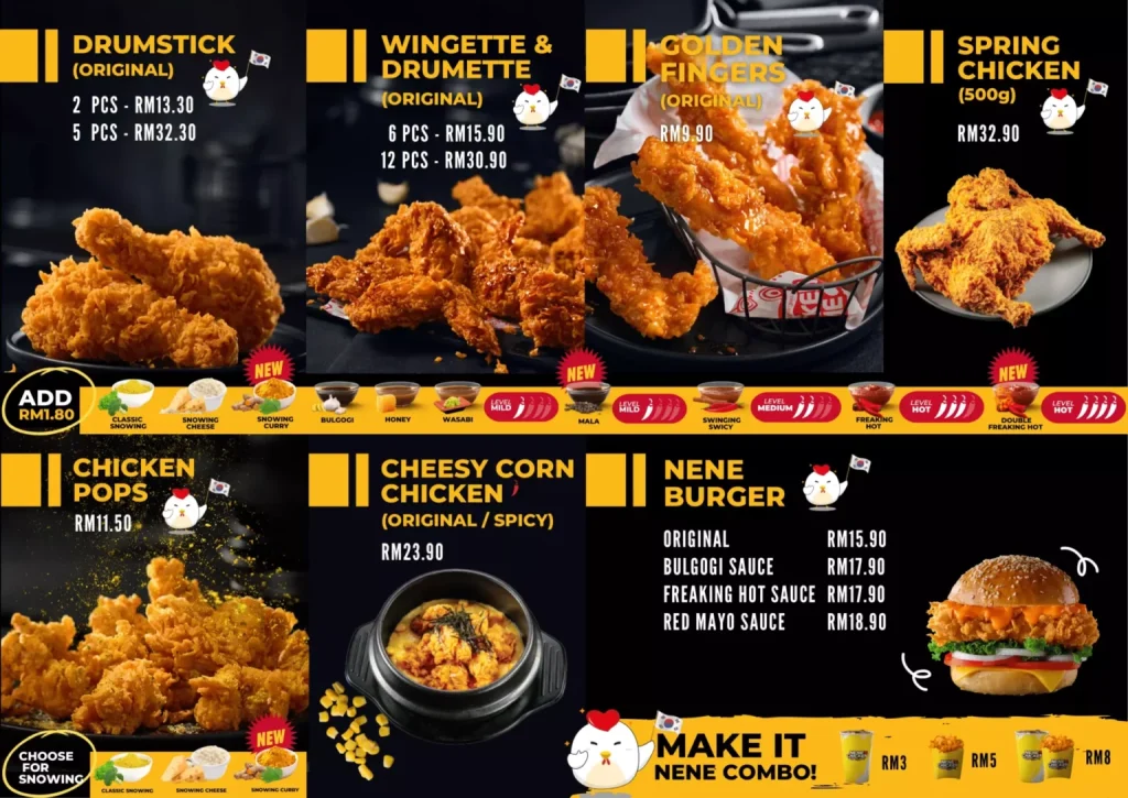 Nene Chicken Menu prices Malaysia