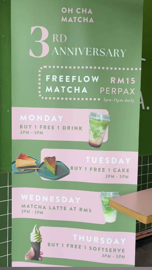 offers at Oh Cha Matcha Menu Malaysia 