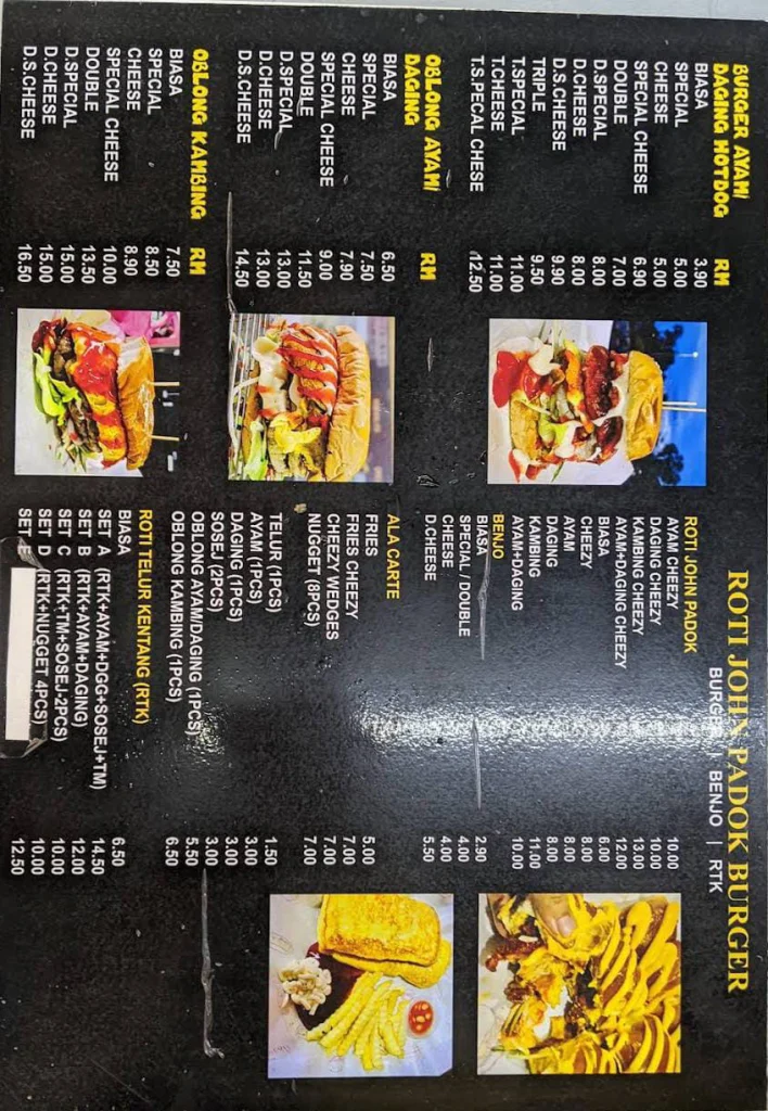 Padok Burger Menu prices