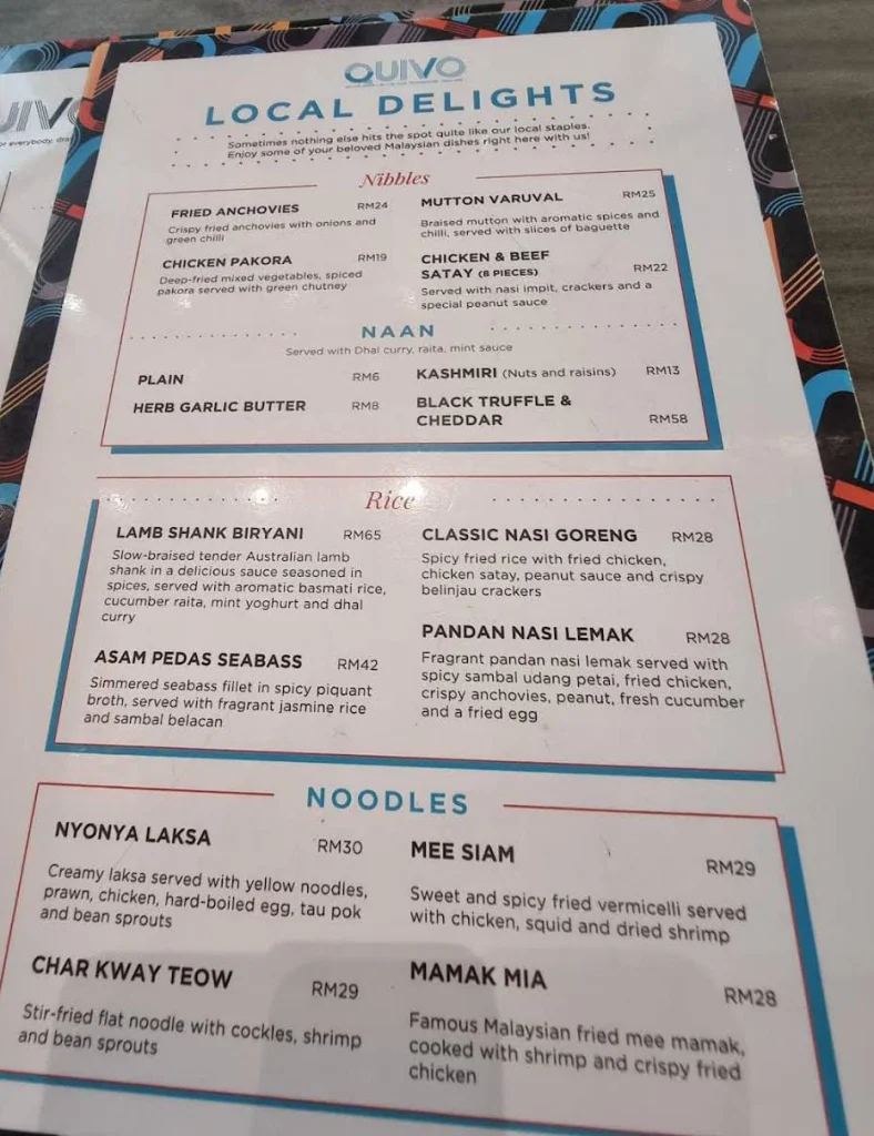 noodles at Quivo Menu Malaysia