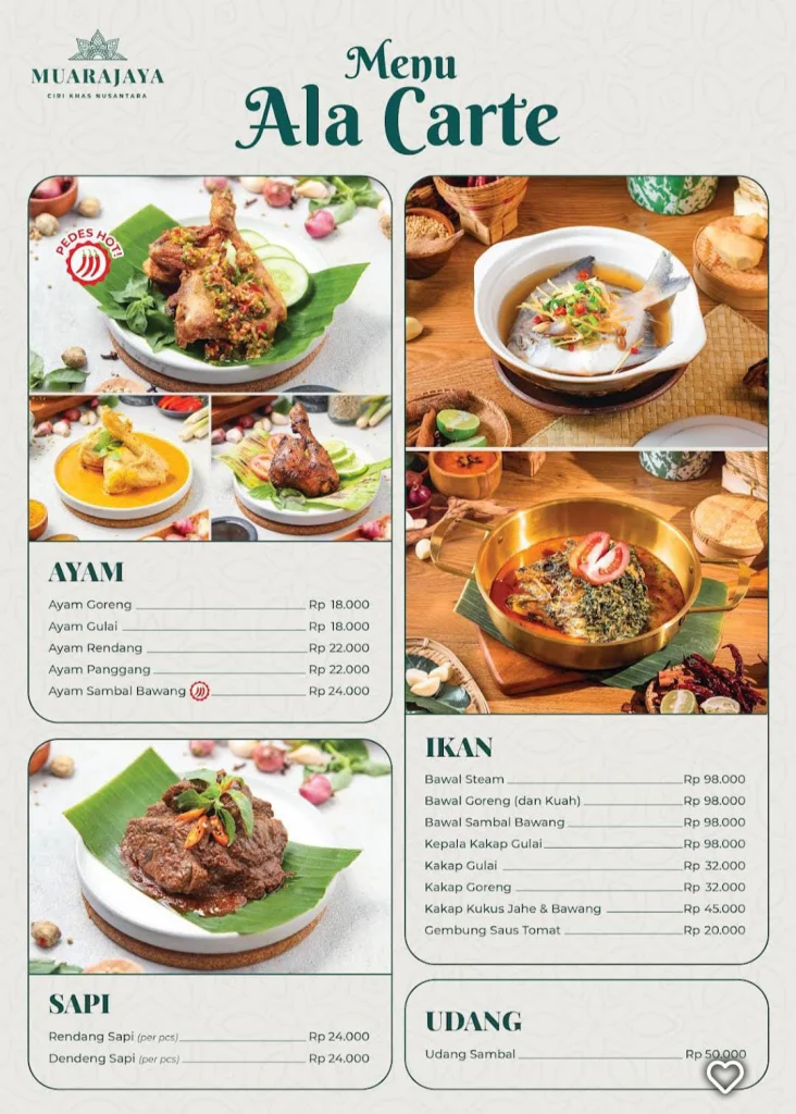 ala carte at Restoran Muara Menu