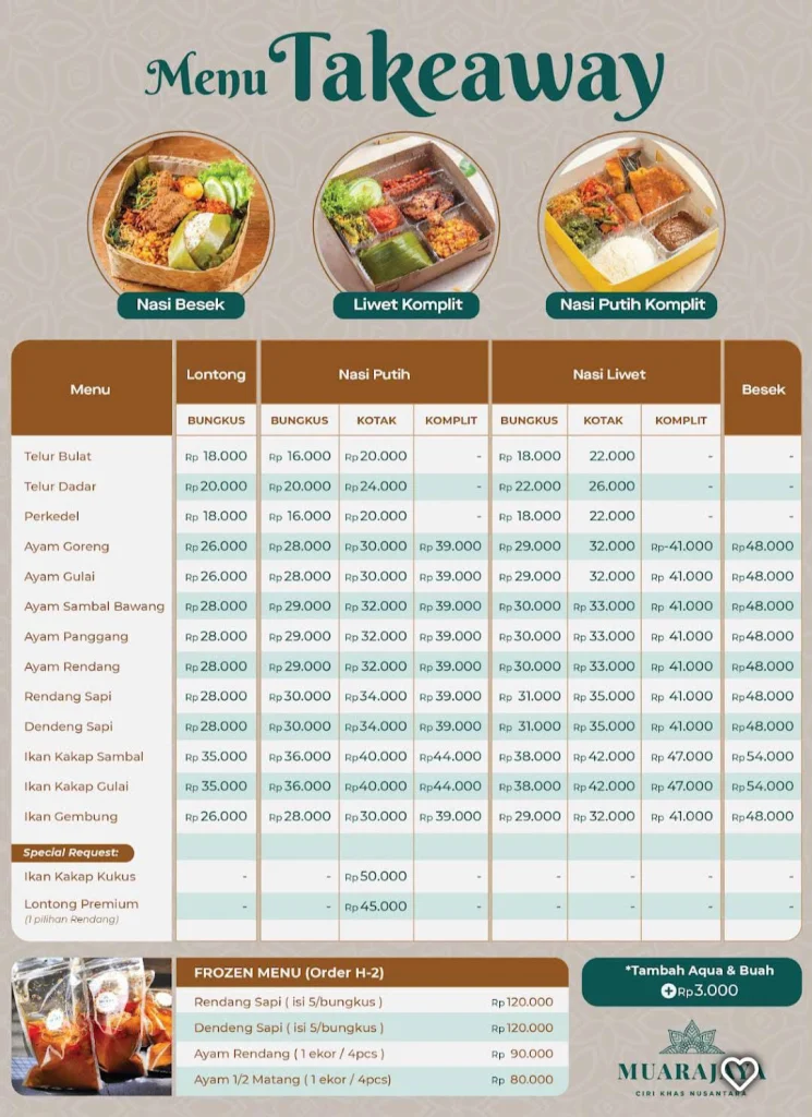 takeaway at Restoran Muara Menu