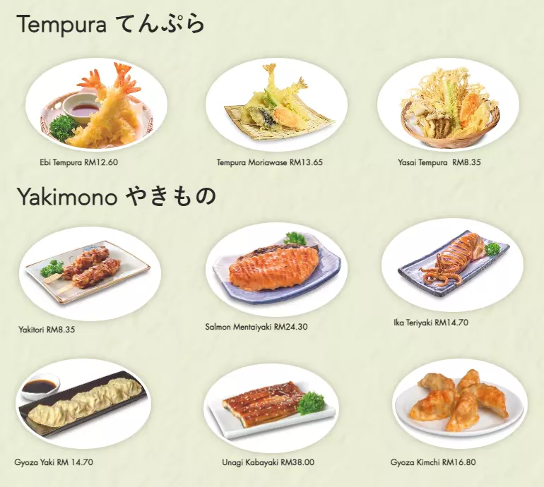 Tempura & Yakimono at Sakae Menu Malaysia 