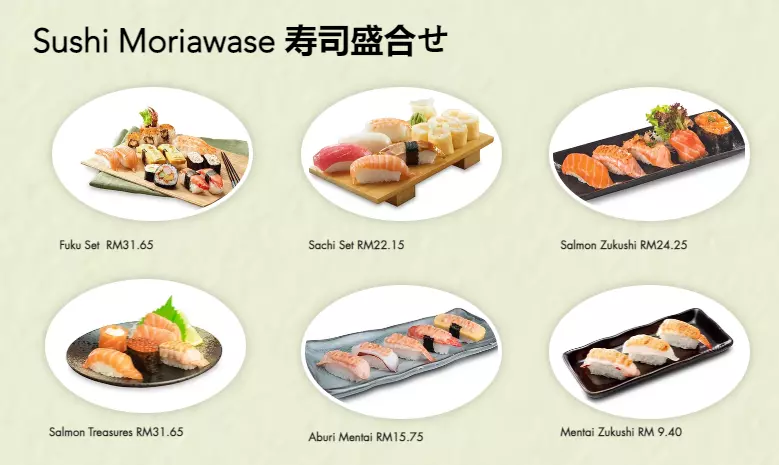 Moriawase Menu at Sakae Sushi Malaysia 