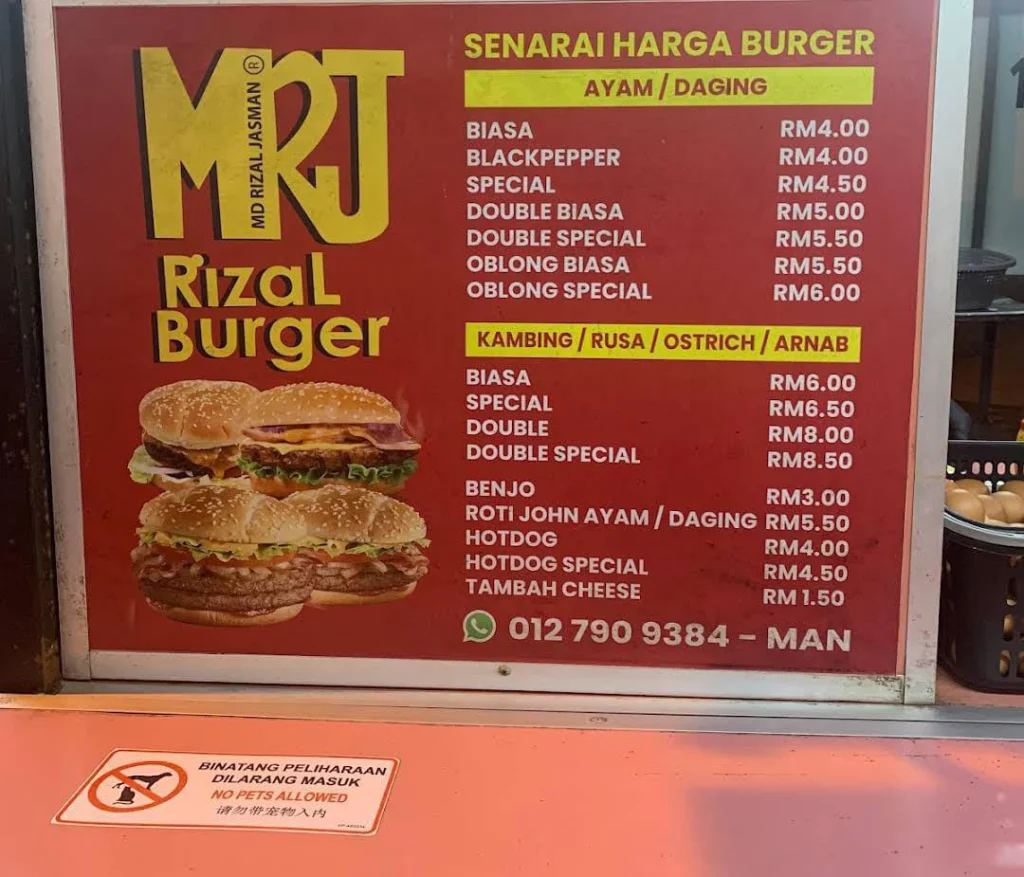 RIZAL BURGER MENU PRICES